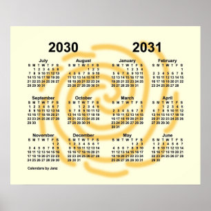 Poster Calendário Anual Escolar Dias Ensolarados 2030-203