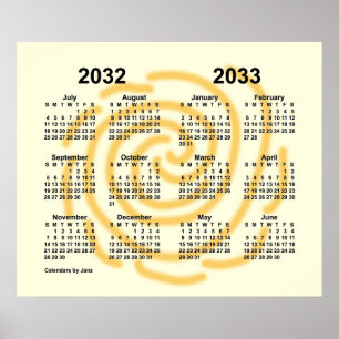 Poster Calendário Anual Escolar Dias Ensolarados 2032-203