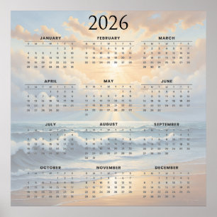 Poster Calendário Anual Inspirado no Oceano de 2026