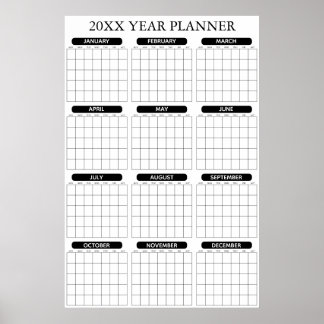Poster Calendário Anual Minimalista de Parede Grande Sem