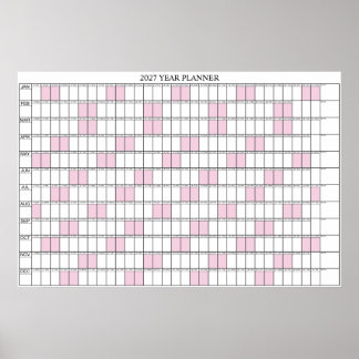 Poster Calendário Anual Simples de Parede 2027