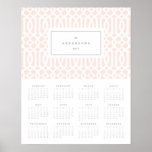 Pôster Calendário Anual Trellis Blush 16x20 2017