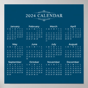 Poster Calendário Azul 2024 Simples, Mas Elegante   POSTE
