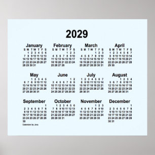 Poster Calendário Azul Alice 2029 por Janz Print
