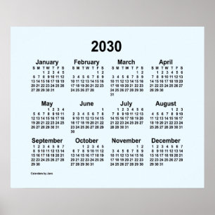 Poster Calendário Azul Alice 2030 por Janz Print