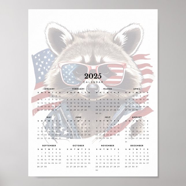 Poster Calendário Azul Branco Patriótico 2025 (Frente)