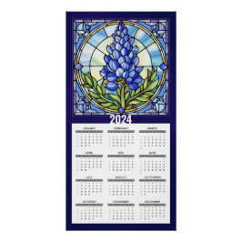 Pôster Calendário Bluebonnet do Texas 2024