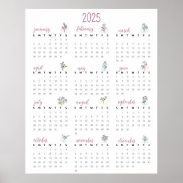 Poster Calendário botânico simples 2025