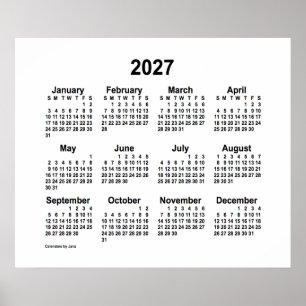 Poster Calendário Branco 2027 por Janz Print