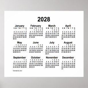 Poster Calendário Branco 2028 por Janz Print