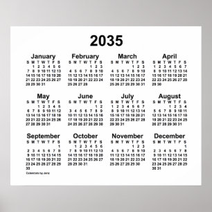 Poster Calendário Branco 2035 por Janz Print