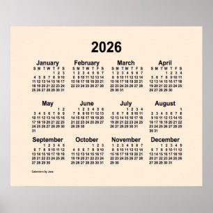 Poster Calendário branco antigo de 2026 por Janz Impressã