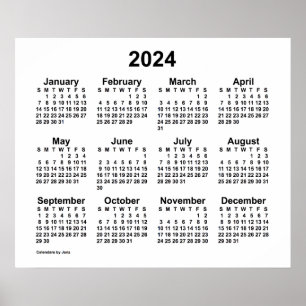 Poster Calendário Branco de 2024 da Janz