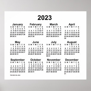 Poster Calendário Branco de Parede 2023 por Janz