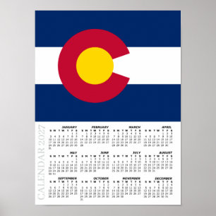 Poster Calendário Colorado 2027, Grande, Bandeira do Colo