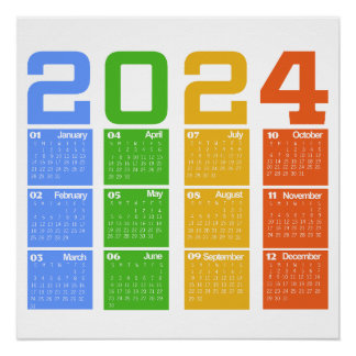 Pôster Calendário Colorido 2024
