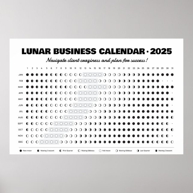 Poster Calendário Comercial Lunar Afetação Plena da Lua (Frente)