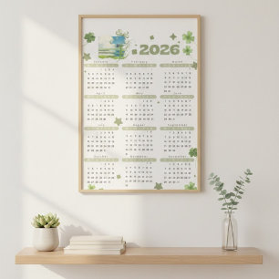 Poster Calendário Cottagecore Verde Salgueiro 2026   Natu