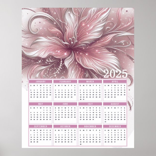 Poster Calendário da bonito Glittery Lily 2025 (Frente)