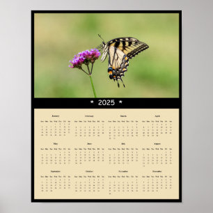 Poster Calendário da Borboleta do Swallowtail do Tigre Or