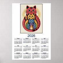 Calendário da Família de Gatos Fofos para 2026