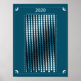 Poster Calendário da Lua 2020 - Azul