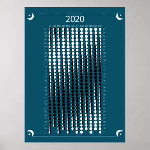 Poster Calendário da Lua 2020 - Azul