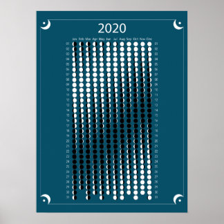 Poster Calendário da Lua 2020 - Azul