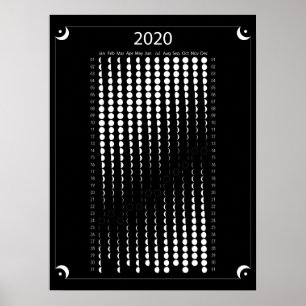 Poster Calendário da Lua 2020 - Preto