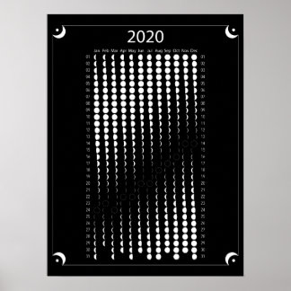 Poster Calendário da Lua 2020 - Preto