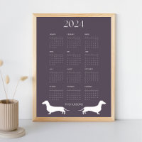 Calendário da Silhouette Dachshund do Grafite 2024