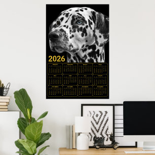 Poster Calendário Dálmata 2026 – Elegância Preto e Branco