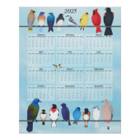 calendário das paredes das aves do quintal 2025