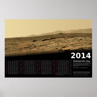 Poster Calendário de 2014 da MSL Curiosity em Yellowknife