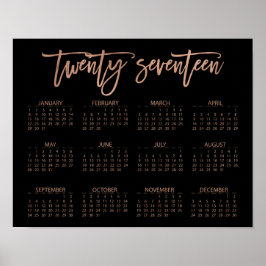 Poster Calendário de 2017, Rosa Dourado e preto