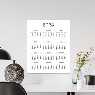 Poster Calendário de 2022 com fonte minimalista de máquin