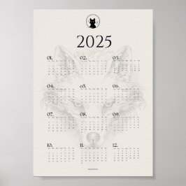 Poster Calendário de 2025 com esboço de lobo | "Dies Irae