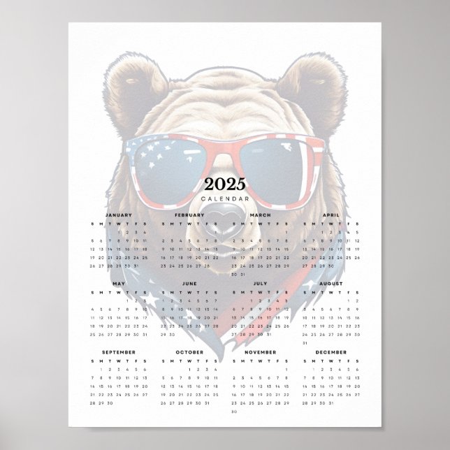 Poster Calendário de 2025 do Herdeiro Patriótico Branco e (Frente)