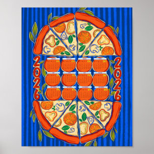 Poster Calendário de 2026 - Calendário de Pizza