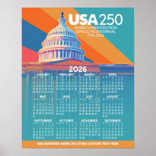 Poster Calendário de 2026 com Cúpula do Capitólio dos EUA