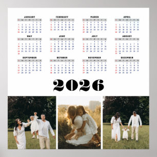 Poster Calendário de 2026 com Fundo Branco