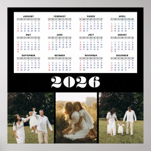 Poster Calendário de 2026 com Fundo Preto