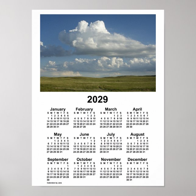 Poster Calendário de 2029 Sandhills Nebraska por Janz Pos (Frente)