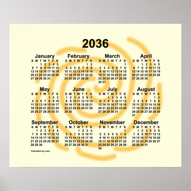 Poster Calendário de 2036 Sunny Days de Janz (Frente)