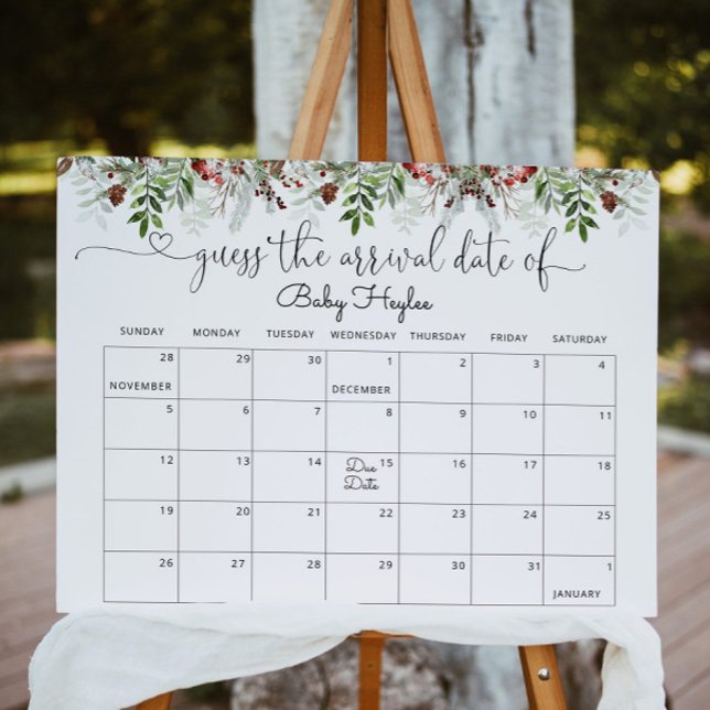 Poster Calendário de adivinhação da data provável Evergre (Criador carregado)