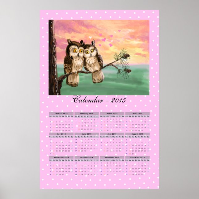 Poster Calendário de amor às corujas 2015 (Frente)