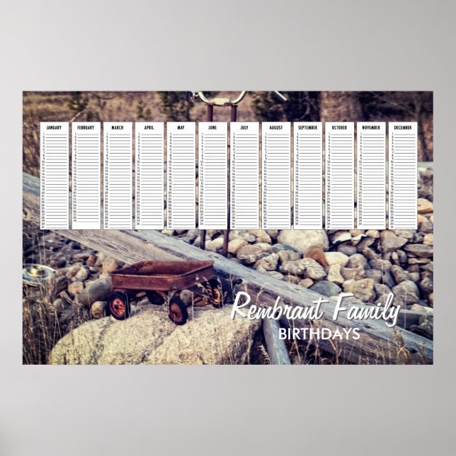 Pôster Calendário de Aniversário em Família da Carroça Ve (Frente)