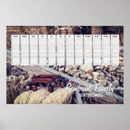 Pôster Calendário de Aniversário Familiar da Carroça Verm