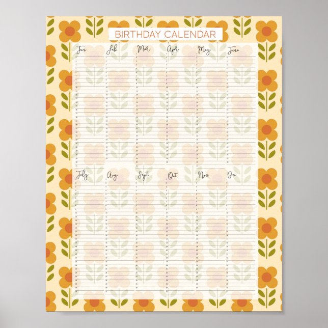 Poster Calendário de aniversário Perene Sempre Verde Kath (Frente)