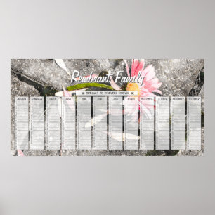 Poster Calendário de Aniversário Personalizado da Família